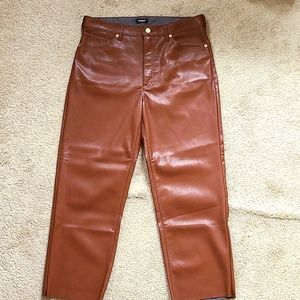 Express Faux Leather Brown Straight Super High Rise Size 14 Pants